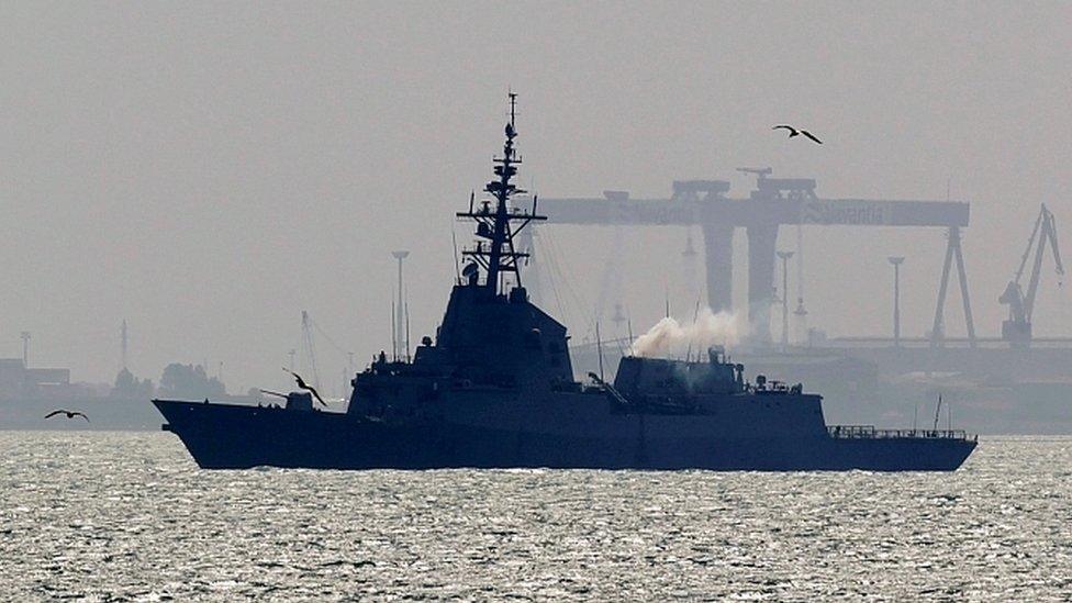 File image of Spanish frigate Mendez Nunez in Rota, southern Spain