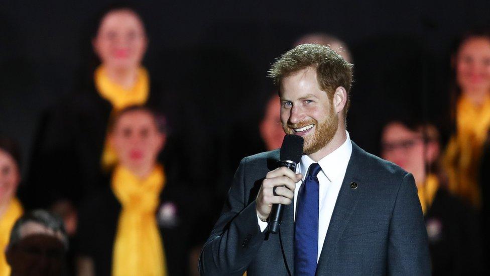 Harry making his speech at the opening ceremony