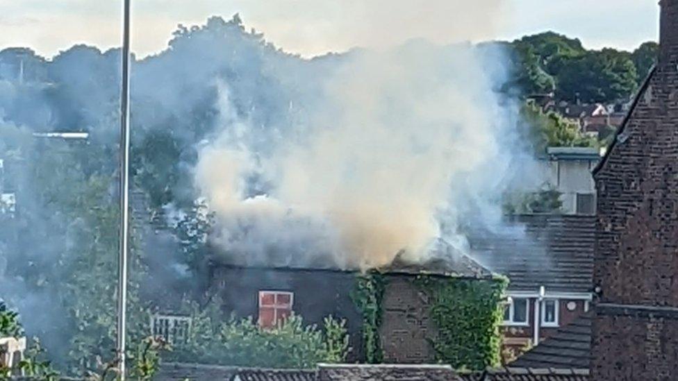 Fire at a historic building on Ford Green Road