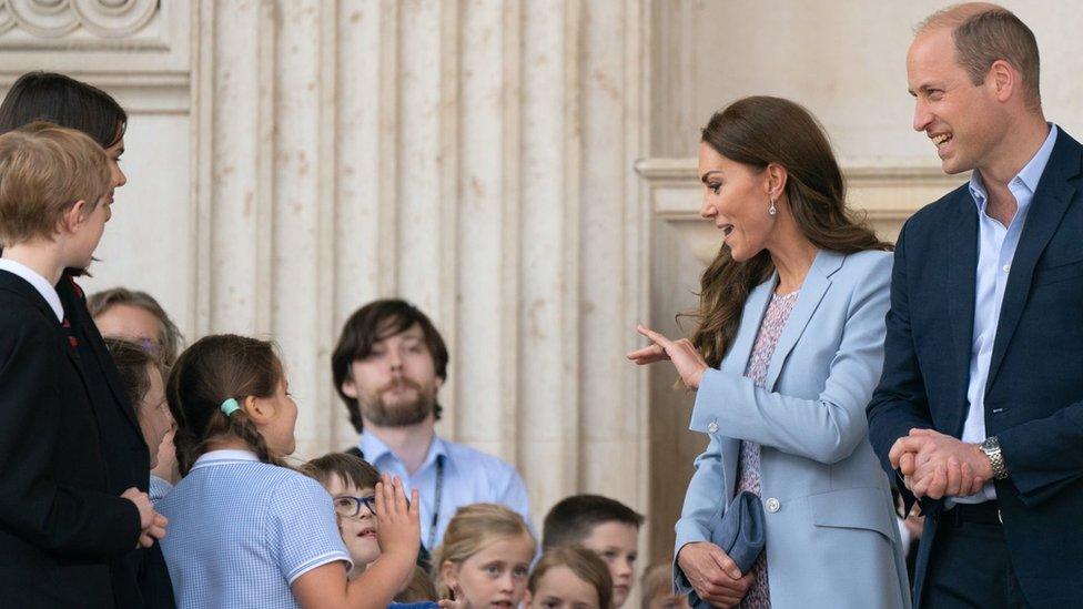 Duke and Duchess of Cambridge with children in Cambridge