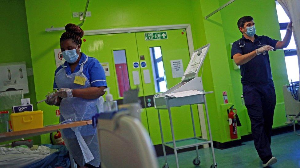 Lancashire hospital workers in masks