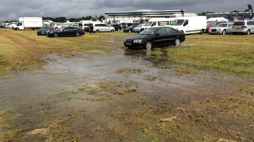 The flooded Farnborough International Airshow site