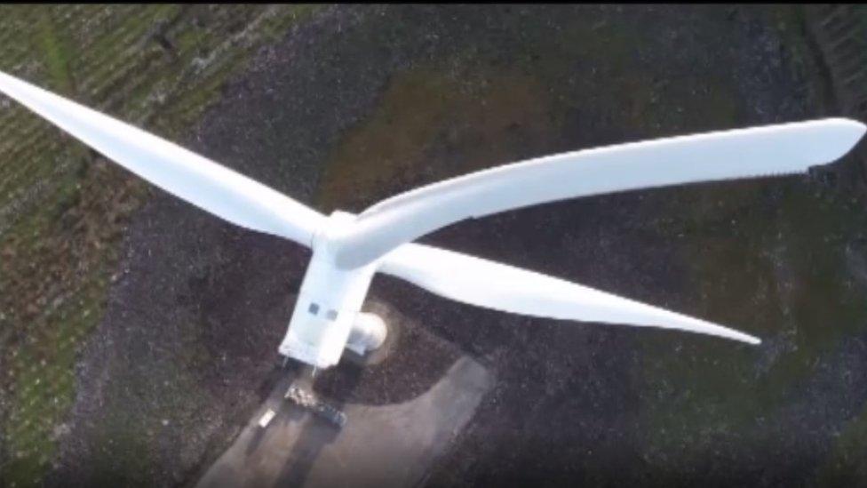 Wind farm turbine from above