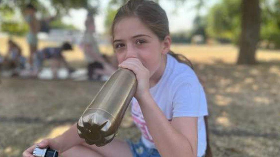 Evie in Doncaster is keeping her water bottle close by