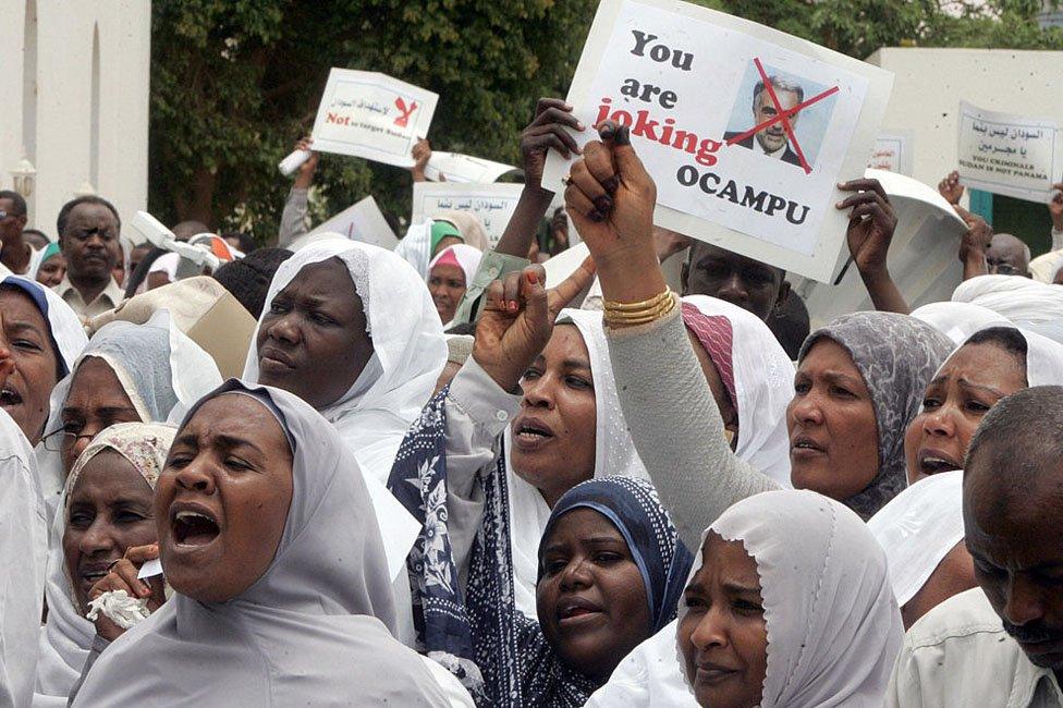 People protesting over the ICC warrant