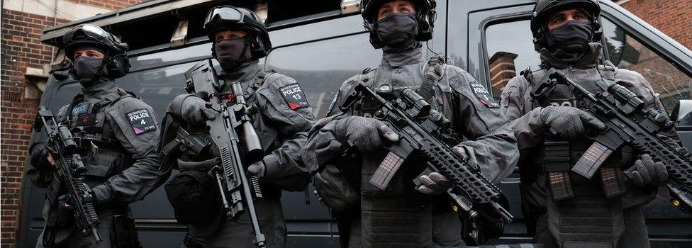 British police officers trained to tackle terrorism