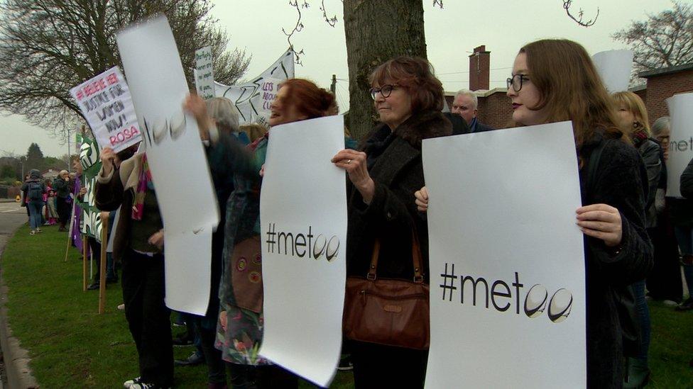 The protest was held outside the Kingspan stadium in Belfast