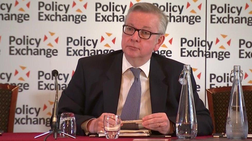 Michael Gove speaking in London