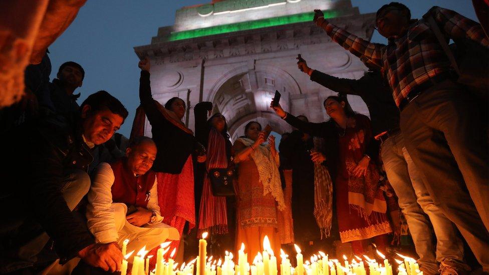 Indian mourners in Delhi