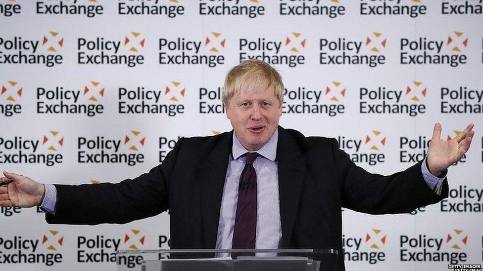 Boris Johnson speaking in London