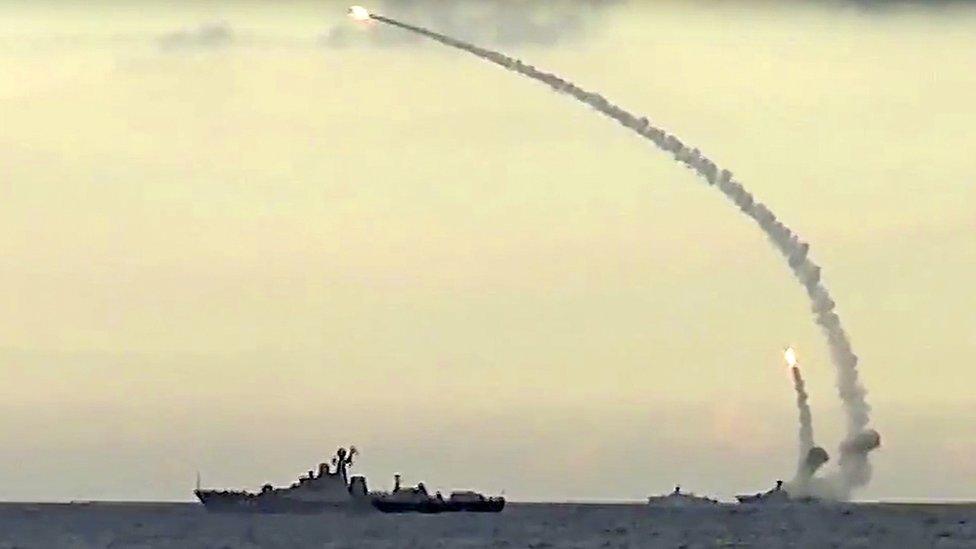 Russian cruise missiles launched on 20 Nov 15 (pic: Russian Defence Ministry)