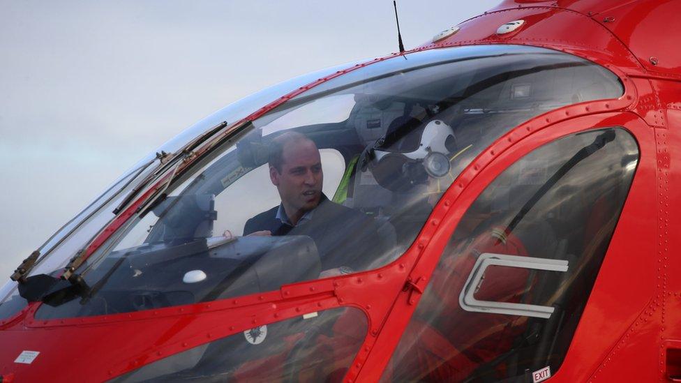 The Duke of Cambridge in a helicopter