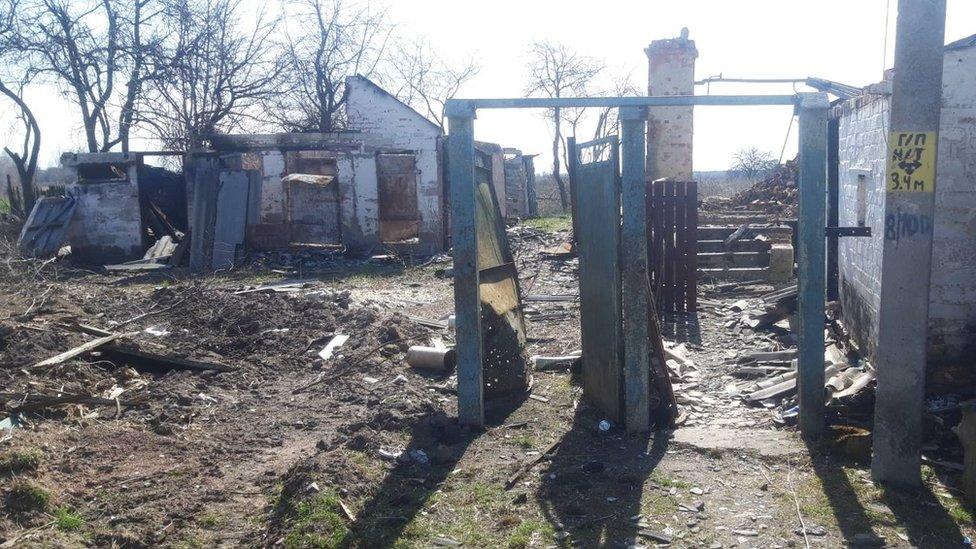 Destroyed homes on outskirts of Chernihiv