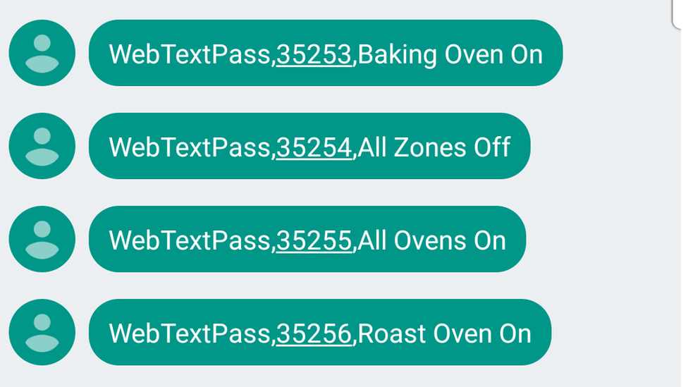 Cooker control text messages