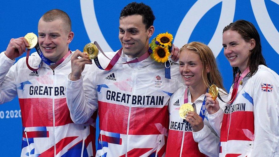 Great Britain's team celebrate the win