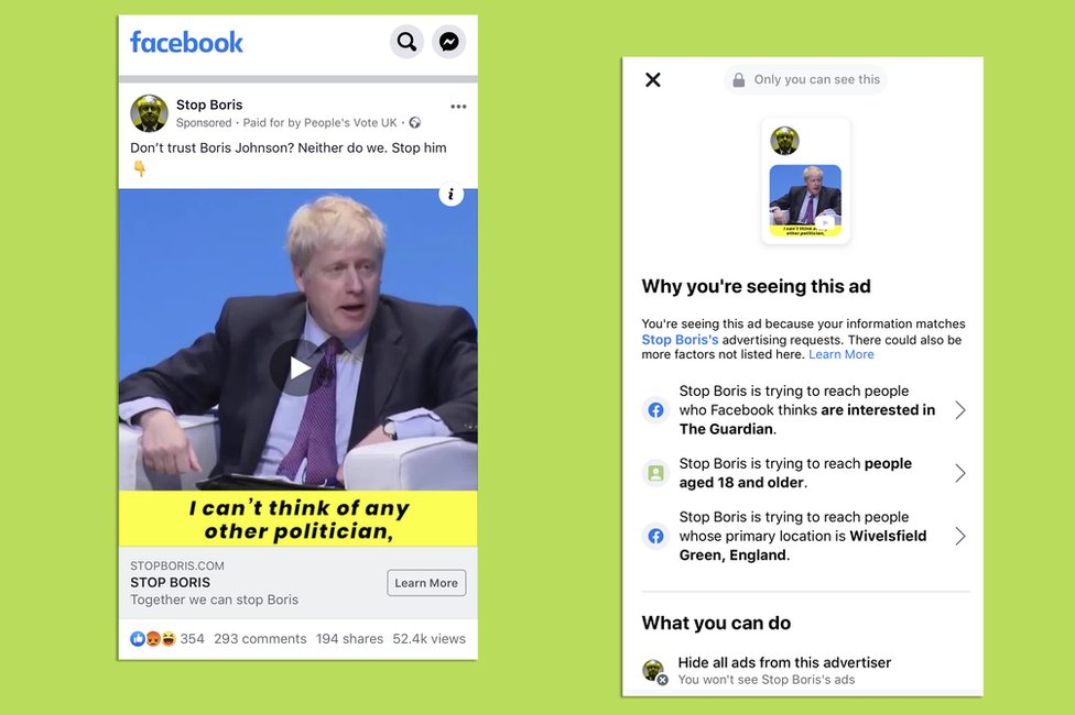 Stop Boris ad and targeting information