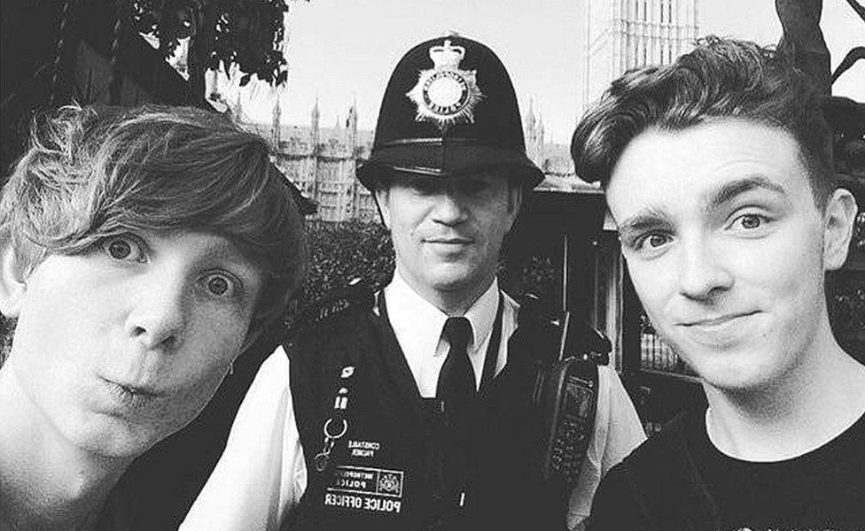 Will Robins and Tyler Chapperley-Russell with PC Palmer