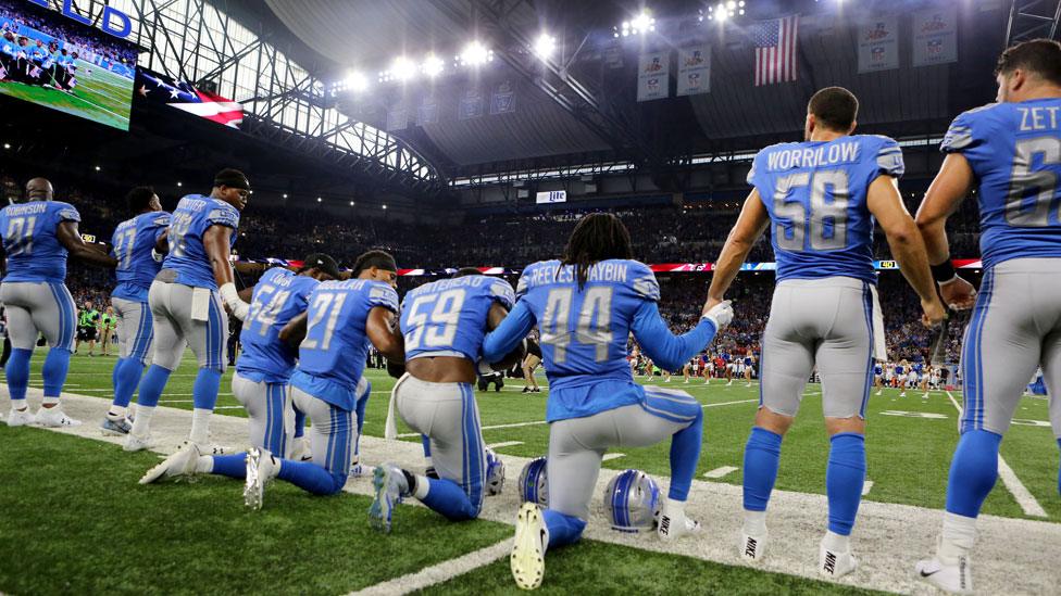 Detroit Lions in protest