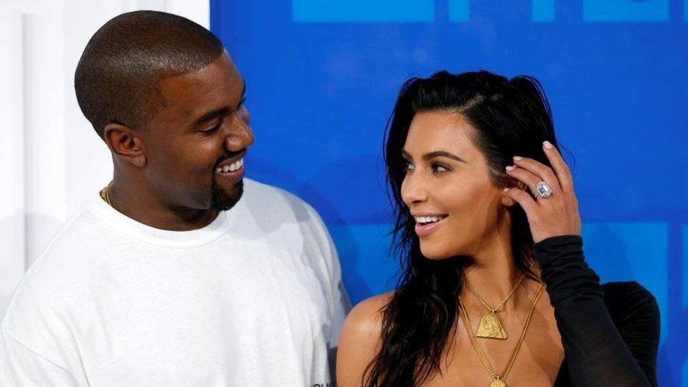 Kim Kardashian and Kanye West arrive at the 2016 MTV Video Music Awards in New York.