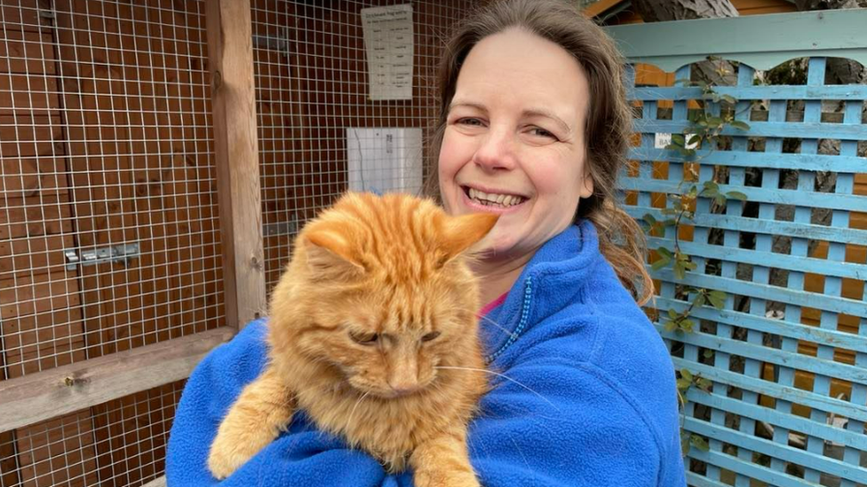 Susie Phillips and a cat