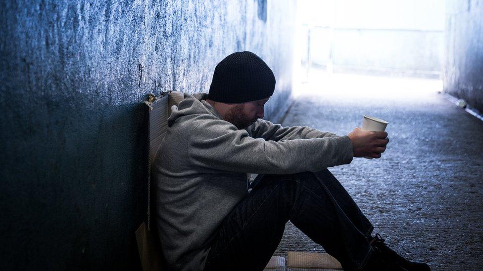 Rough sleeper in a tunnel