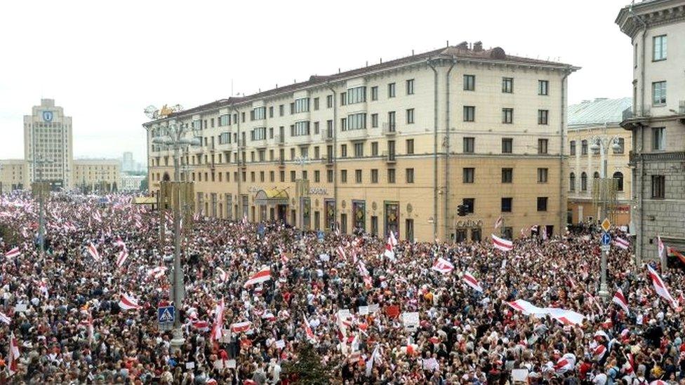 Protests erupted in Minsk in August after President Lukashenko was declared the election winner