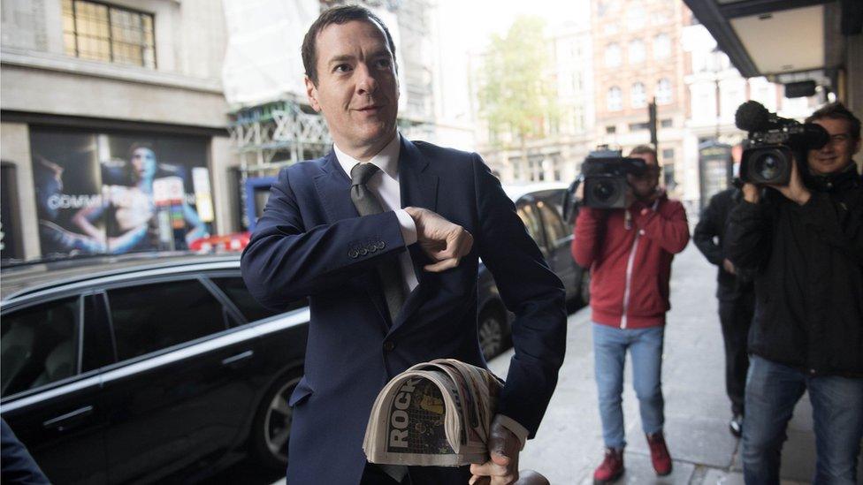 George Osborne arrives for his first day of work as editor of the Evening Standard