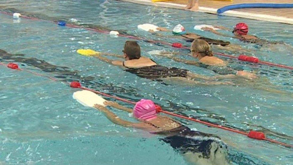 Swimmers in a pool