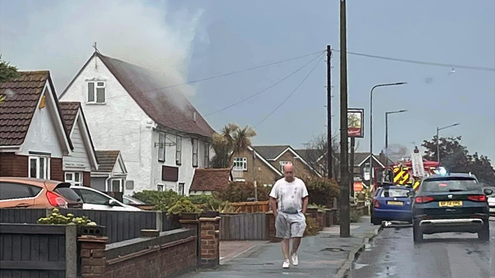 Smoke coming from a roof in Essex