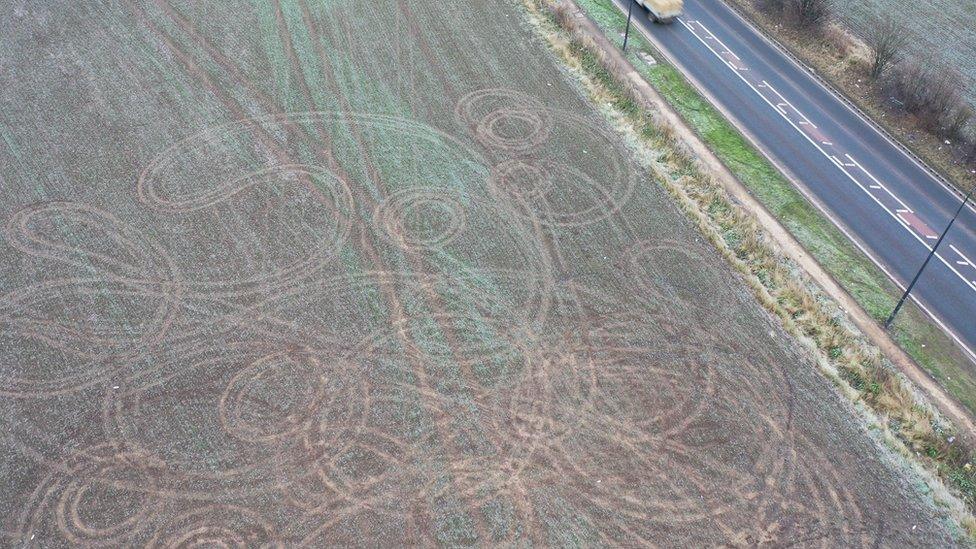 Damage to fields near Conisbrough