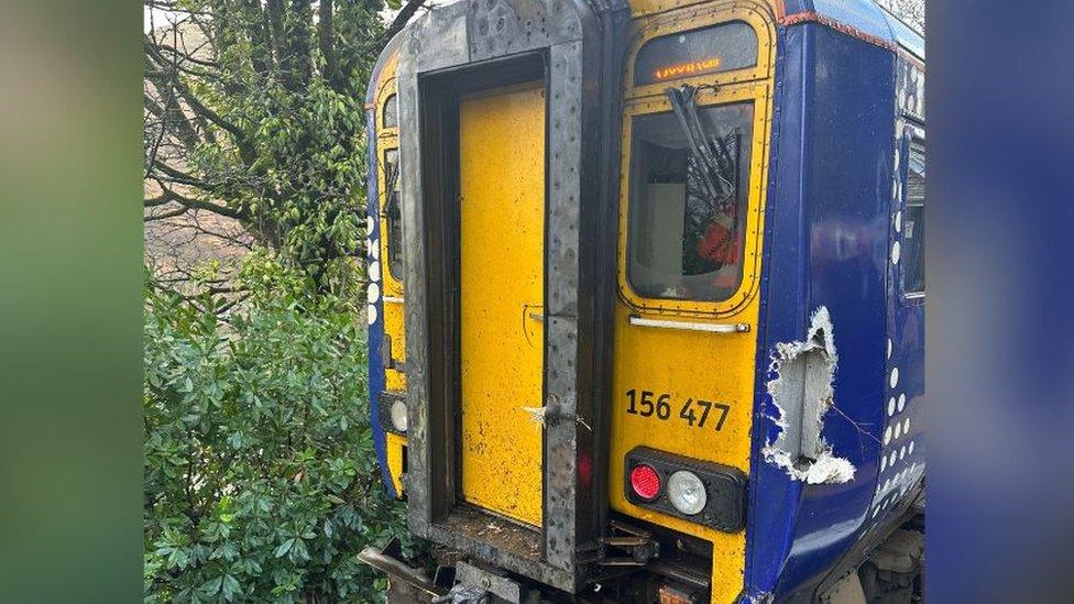 The Glasgow to Oban service suffered damage after striking a fallen tree on the line