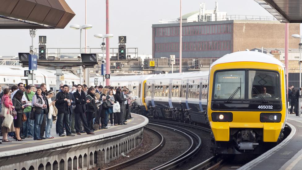 Passengers on platform at London Bridge station