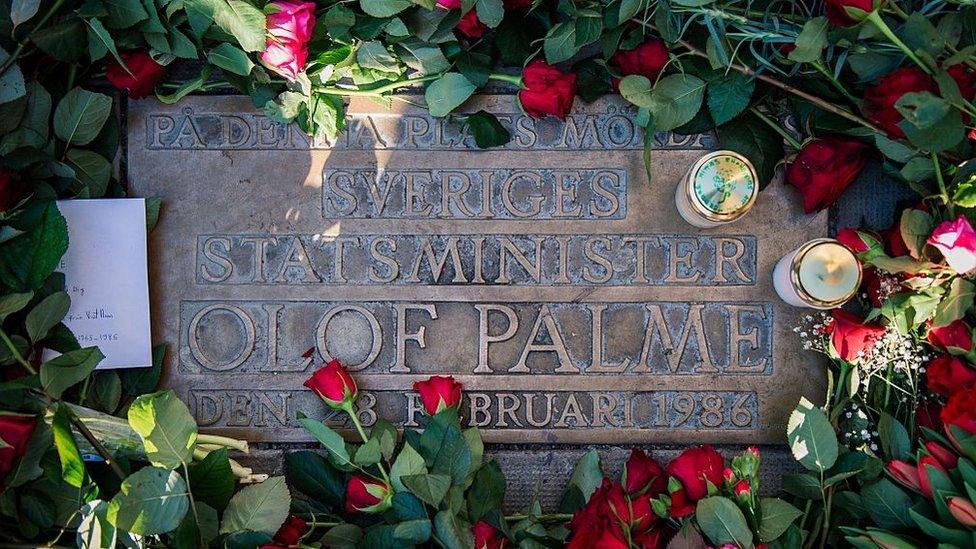 Plaque showing where Olof Palme was killed