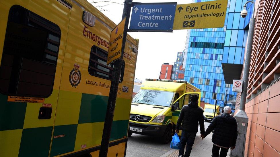 Ambulances outside the Royal London Hospital