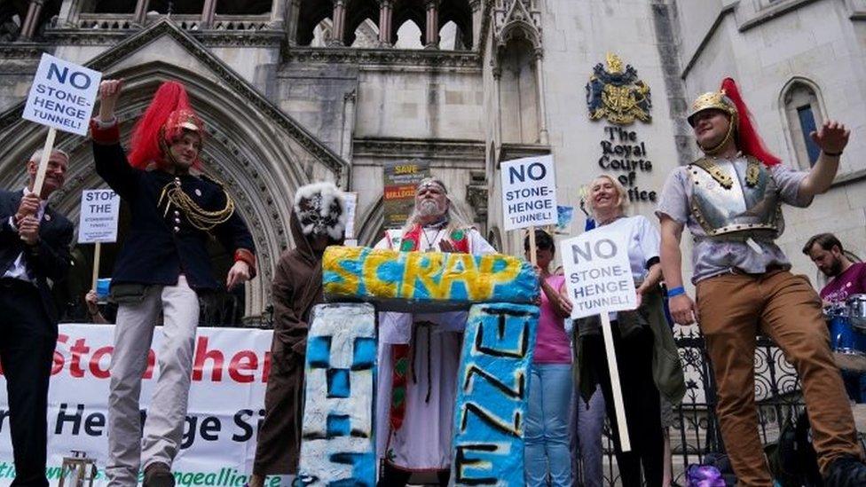 Senior druid Arthur Uther Pendragon and other protesters