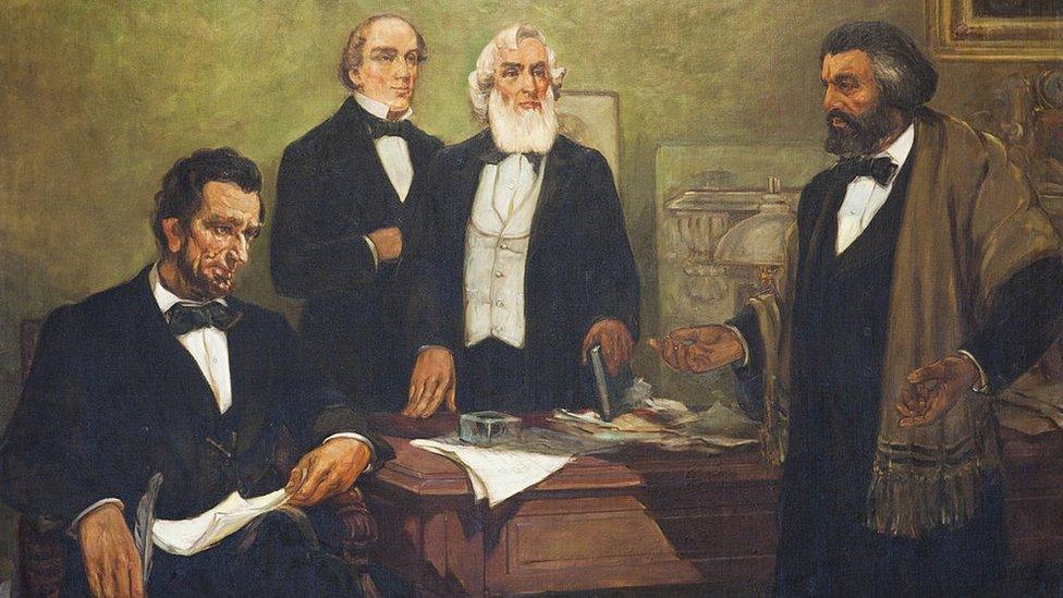 Frederick Douglass and President Abraham Lincoln