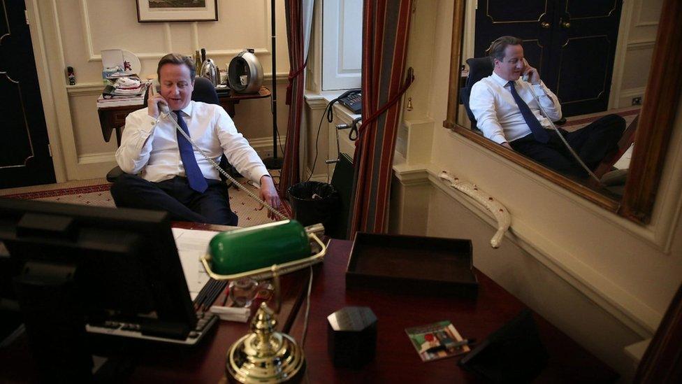 David Cameron in his office