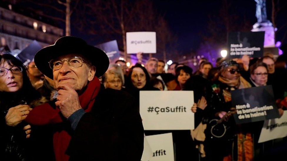 Protestors during a rally in Paris' Place de la Republique