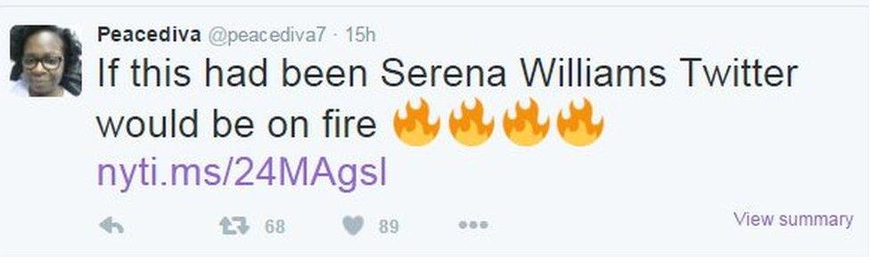 If this had been Serena Wiliams Twitter would be on fire