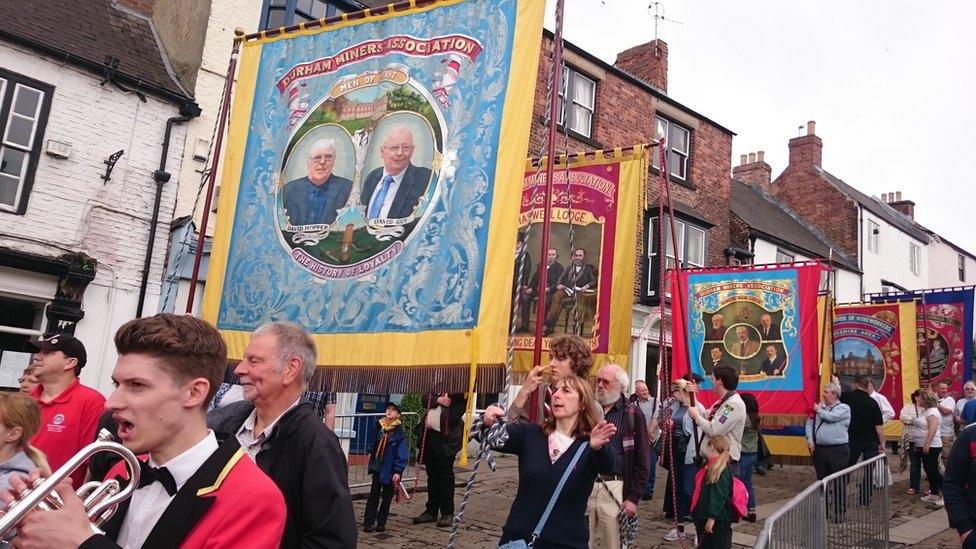 Parade of banners at the Durham Miners' Gala