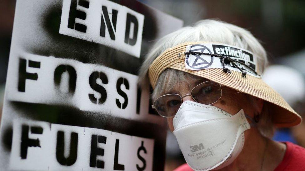 People rally to end fossil fuels ahead of the 78th United Nations General Assembly and Climate Ambition Summit in New York on 17 September 2023