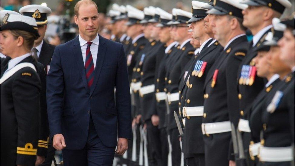 Duke of Cambridge inspecting troops