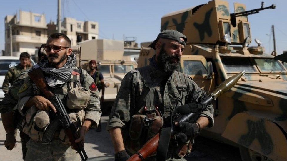 SDF fighters in Syria, file image