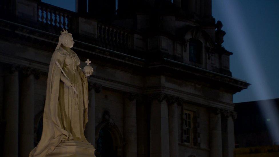 The lights were turned off at Belfast City Hall as a mark of respect on Thursday night