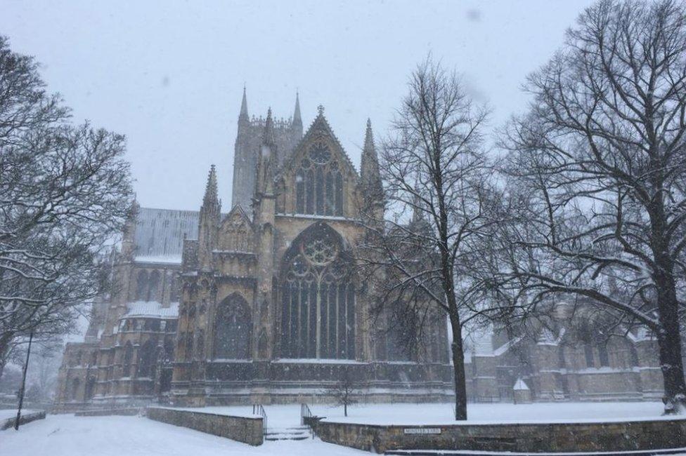 Lincoln Cathedral in the snow