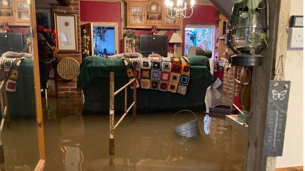 Flood water in Highley home