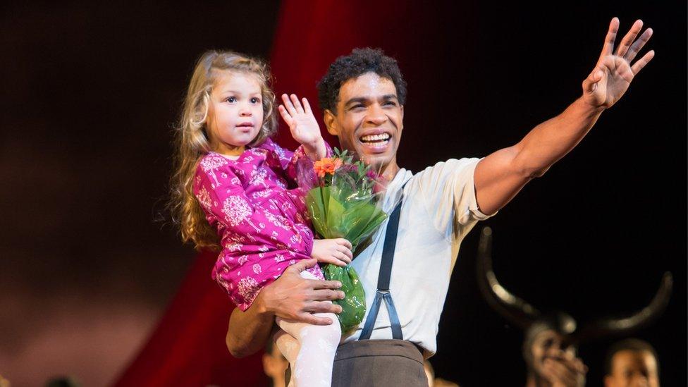 Carlos Acosta with daughter Aila after performing Carmen at the Royal Opera House in November 2015