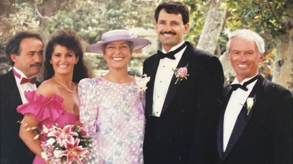 From left to right: son-in-law George, daughter Elizabeth, wife Joan, son John and Bob Haugh