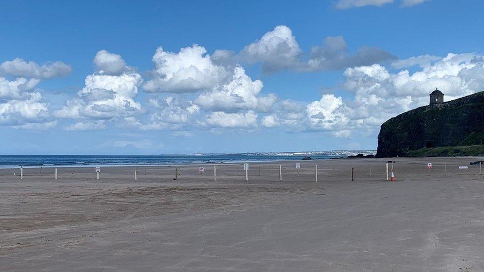 Red flag warnings were extended west to the beach at Downhill on Sunday