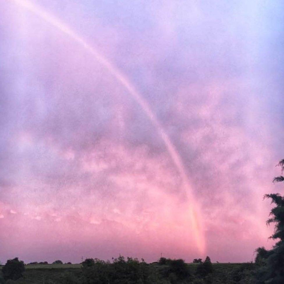 Pink Rainbow over Tetbury, Gloucestershire